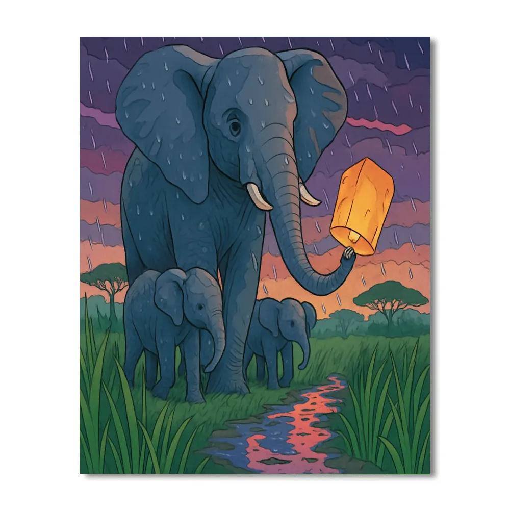 Monsoon Sky Lantern Elephant Parade paint by color