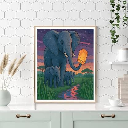 Monsoon Sky Lantern Elephant Parade paint by color
