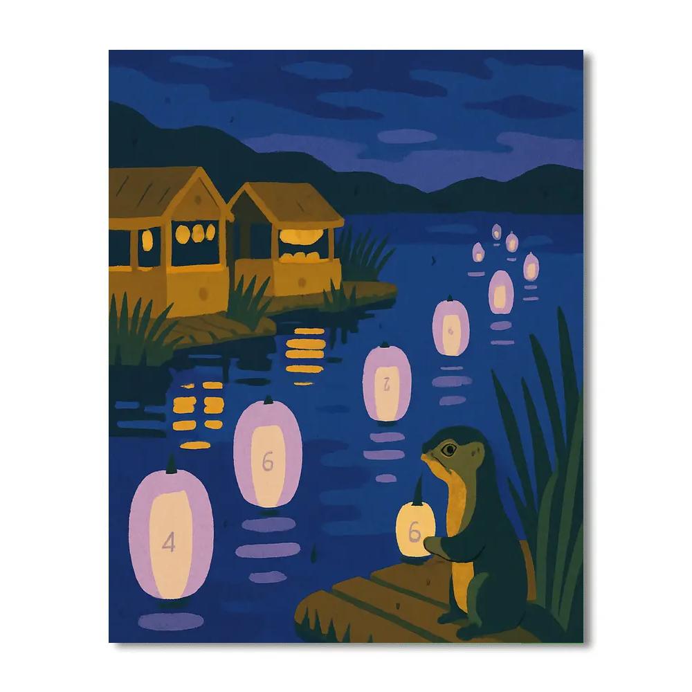 Lantern Festival With Lake Reflections paint by numbers
