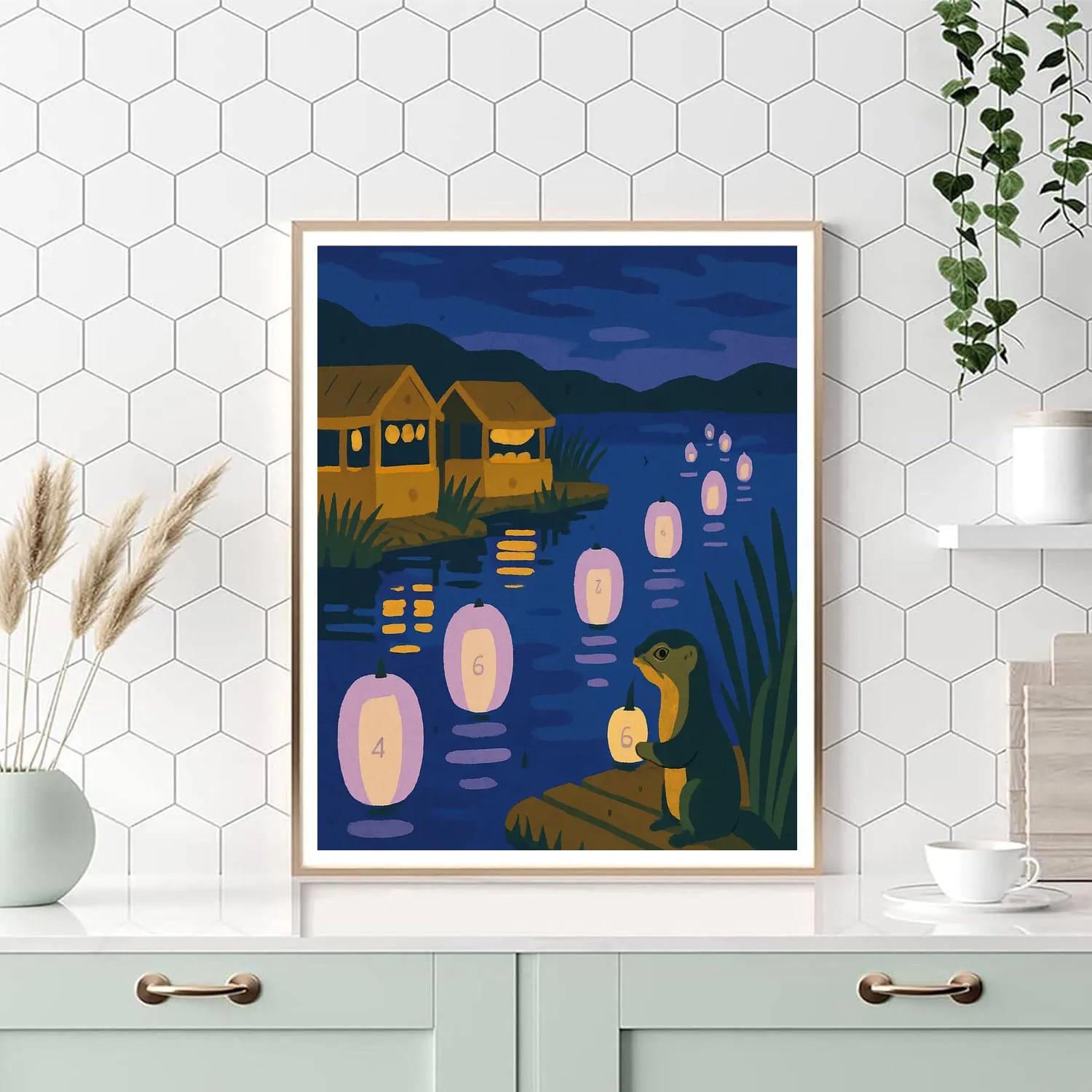 Lantern Festival With Lake Reflections paint by numbers