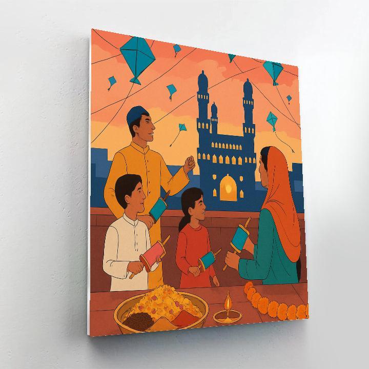 India Hyderabadi Kite Festival Skyline paint by numbers