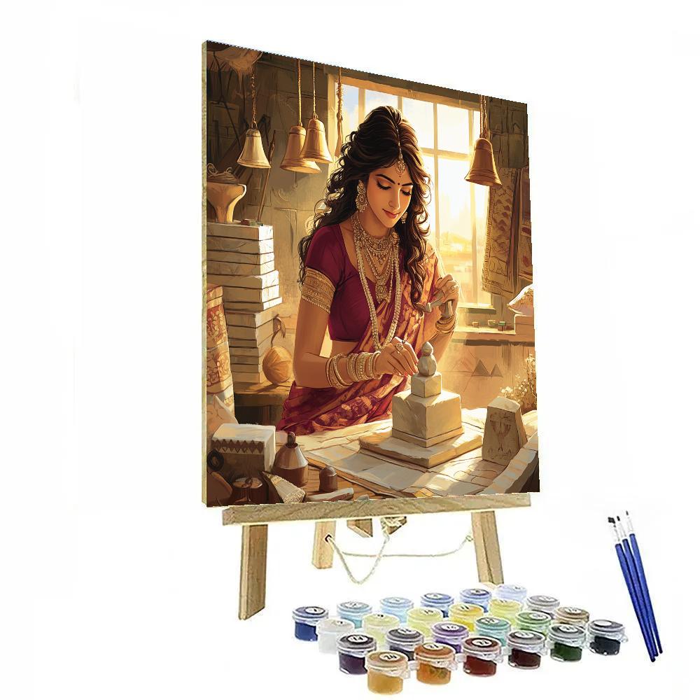 Stone Carving Parvati In Artisan Workshop Painting by numbers kit