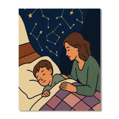 Lullaby Quilt With Mother Constellations paint by numbers