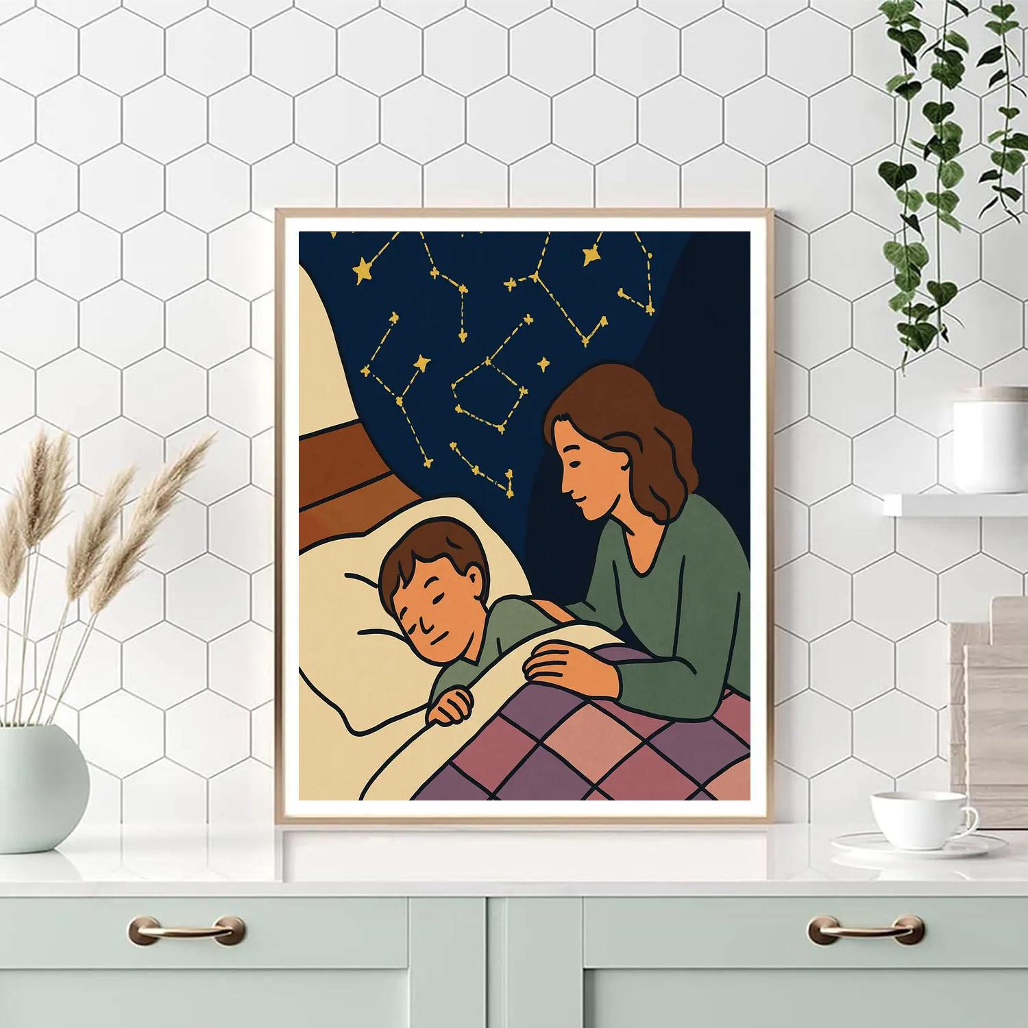 Lullaby Quilt With Mother Constellations paint by numbers