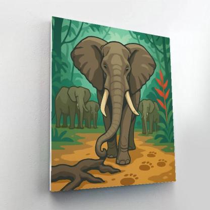 Canopy Echoes With Elephant Matriarch Number painting