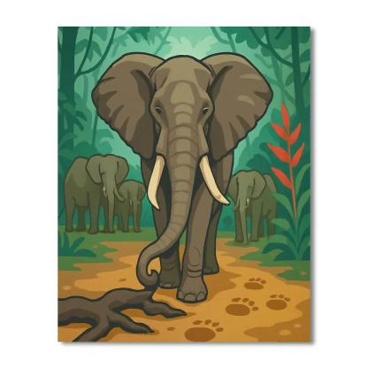 Canopy Echoes With Elephant Matriarch Number painting