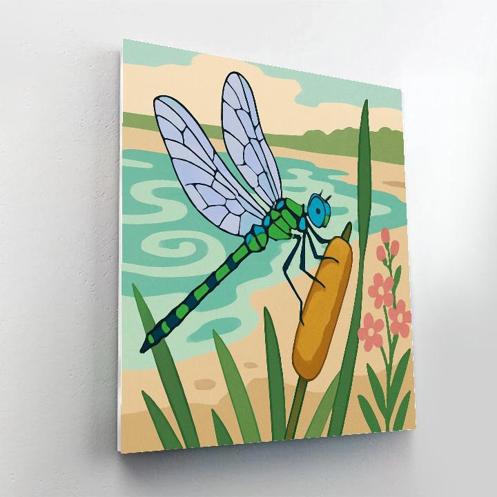 Cattail Wind With Dragonfly paint by numbers