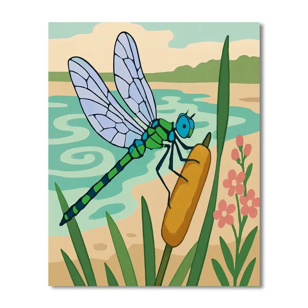 Cattail Wind With Dragonfly paint by numbers