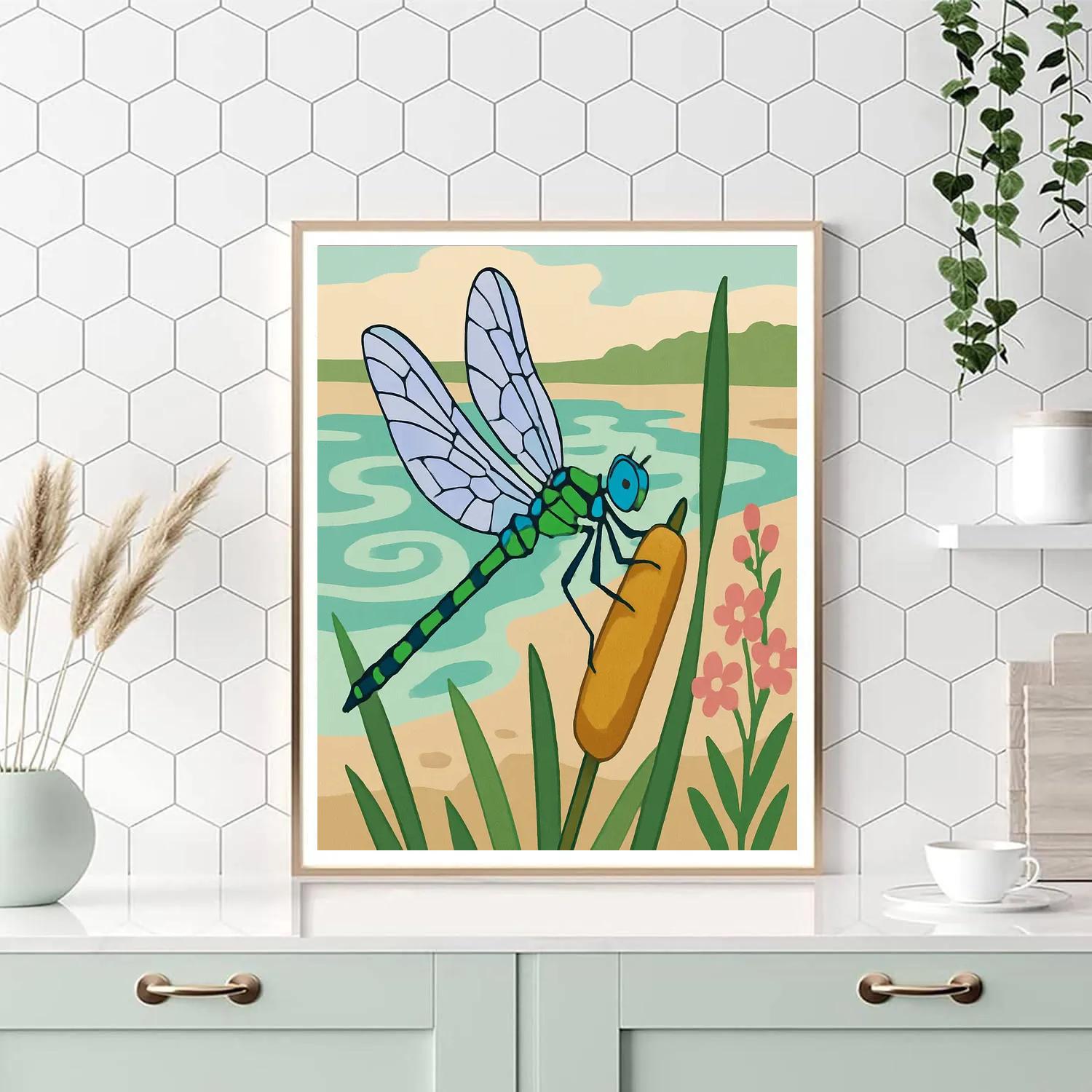 Cattail Wind With Dragonfly paint by numbers