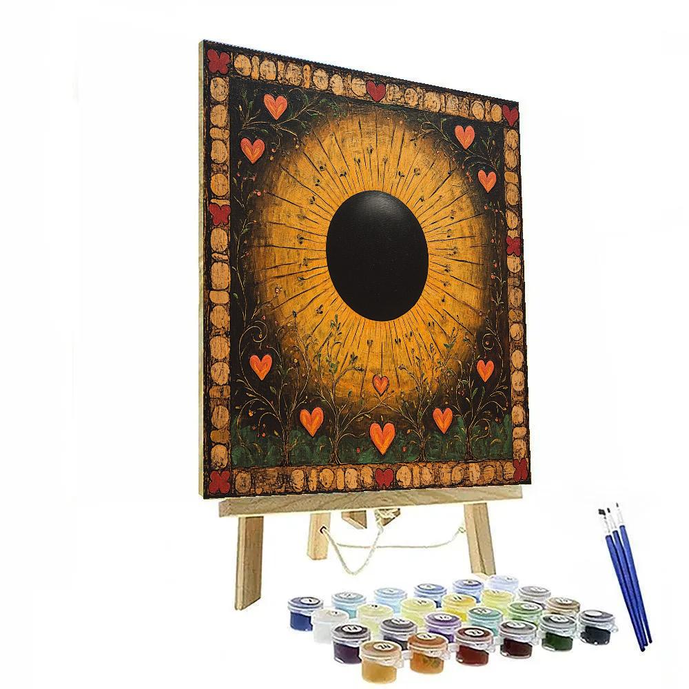 Frida Kahlo Inspired Milagro Pattern Eclipse Garden paint by color