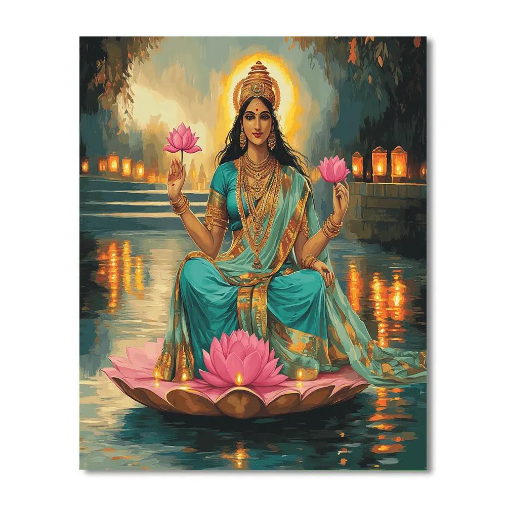Parvati In Lantern River Procession paint by color