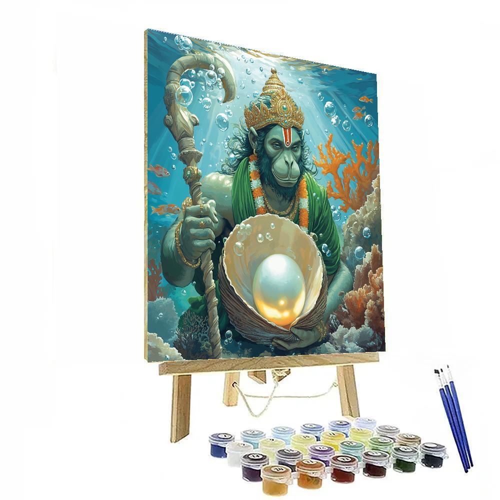 Hanuman Underwater Pearl Guardian painting number kit