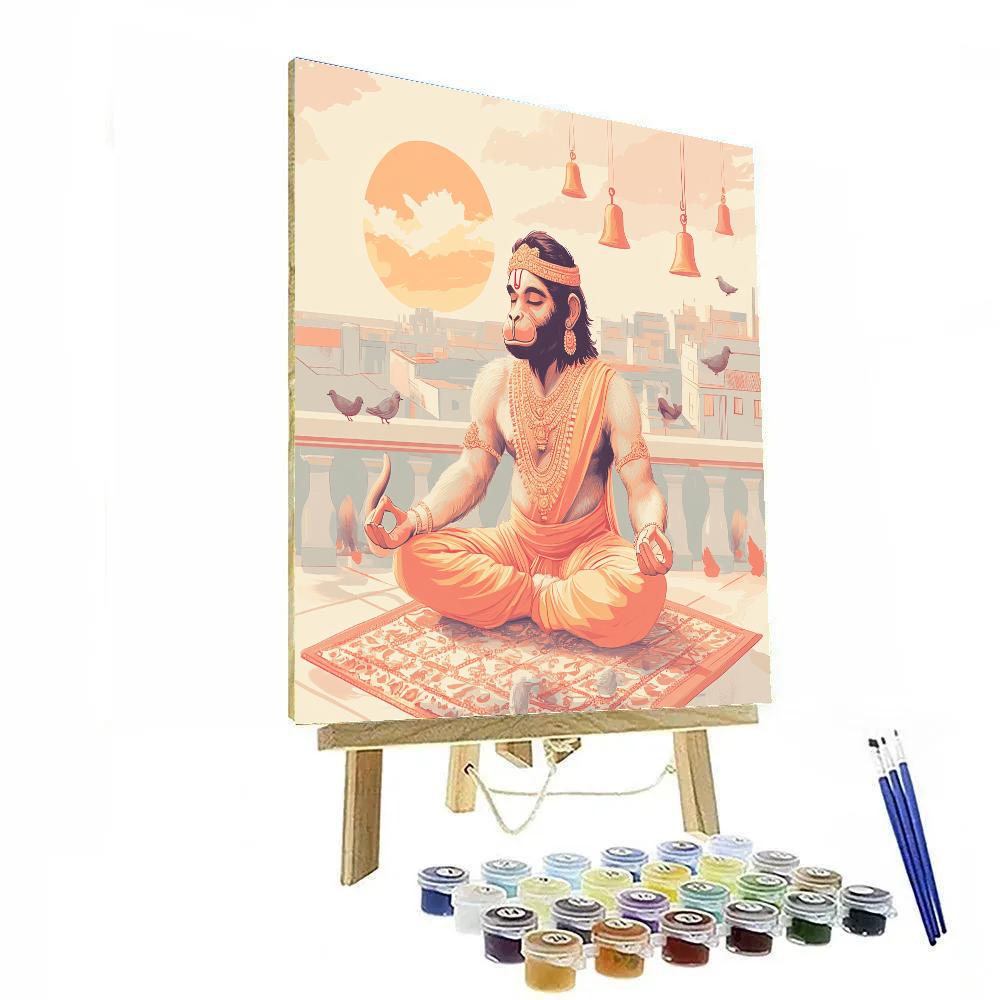 Hanuman Balcony Dawn Meditation Number painting