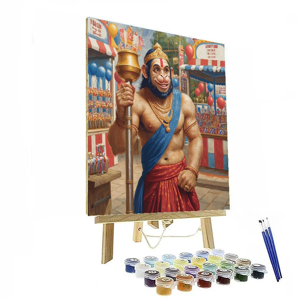 Hanuman Carnival Strongman Game Painting by numbers kit