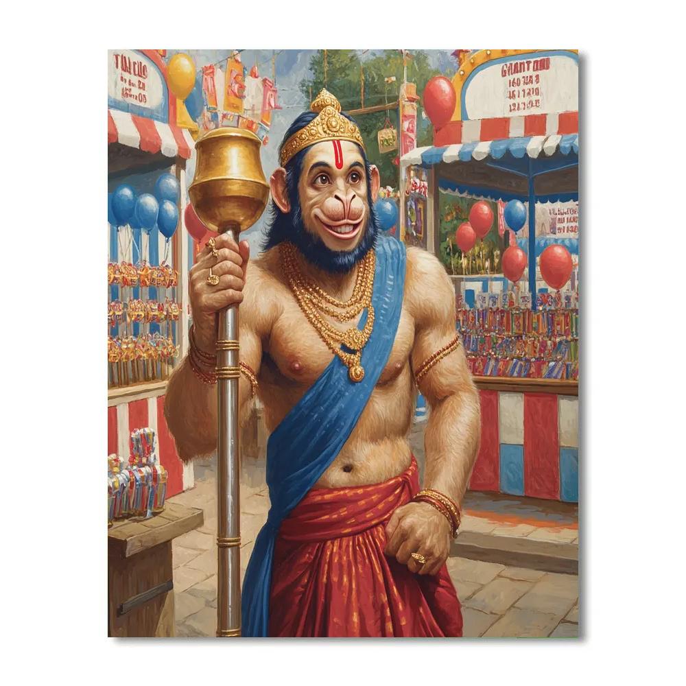 Hanuman Carnival Strongman Game Painting by numbers kit