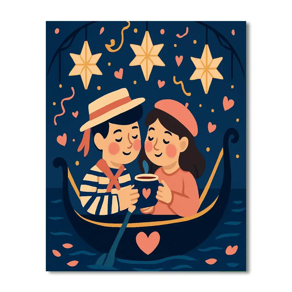 Valentines Day Starlit Gondola Serenade Paint by numbers art