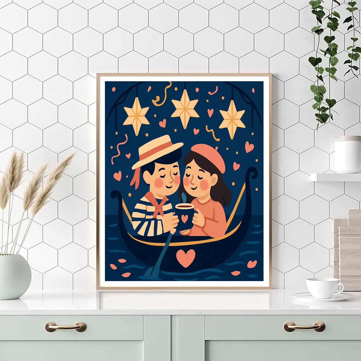 Valentines Day Starlit Gondola Serenade Paint by numbers art