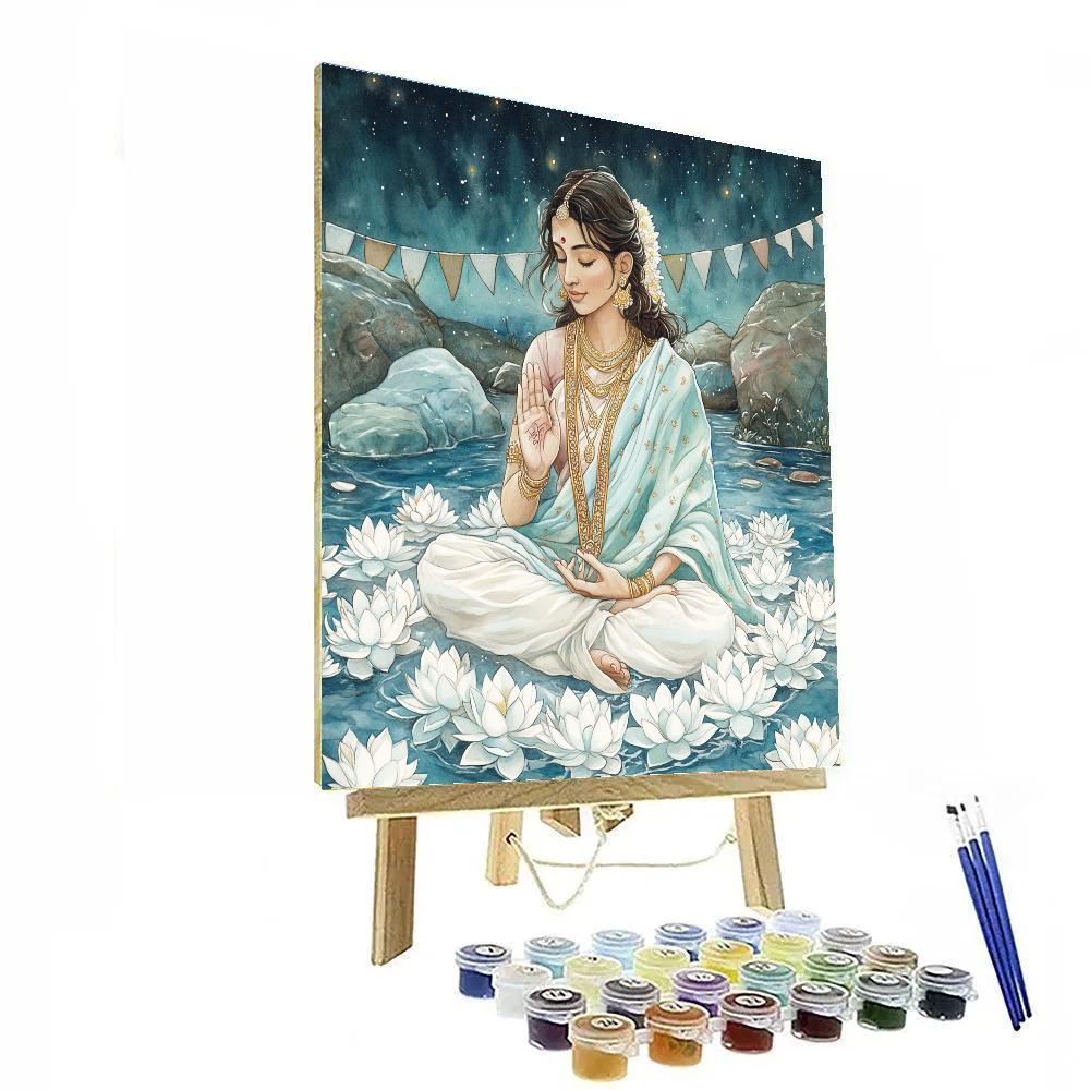 Parvati In Snow Lotus Meditation Circle paint by number