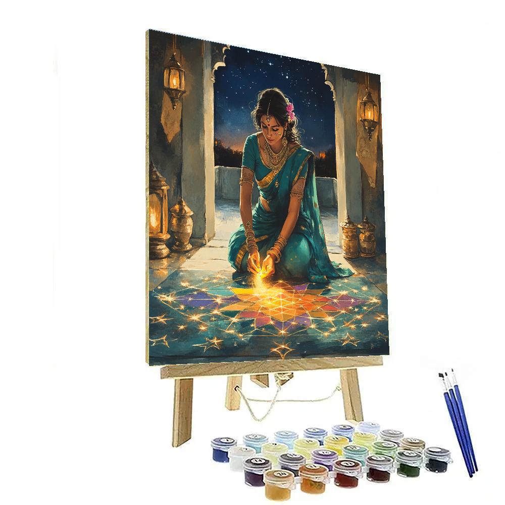 Parvati Star Map On Rangoli Floor DIY paint by numbers