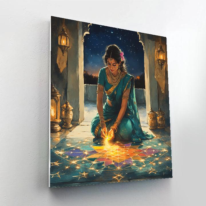 Parvati Star Map On Rangoli Floor DIY paint by numbers