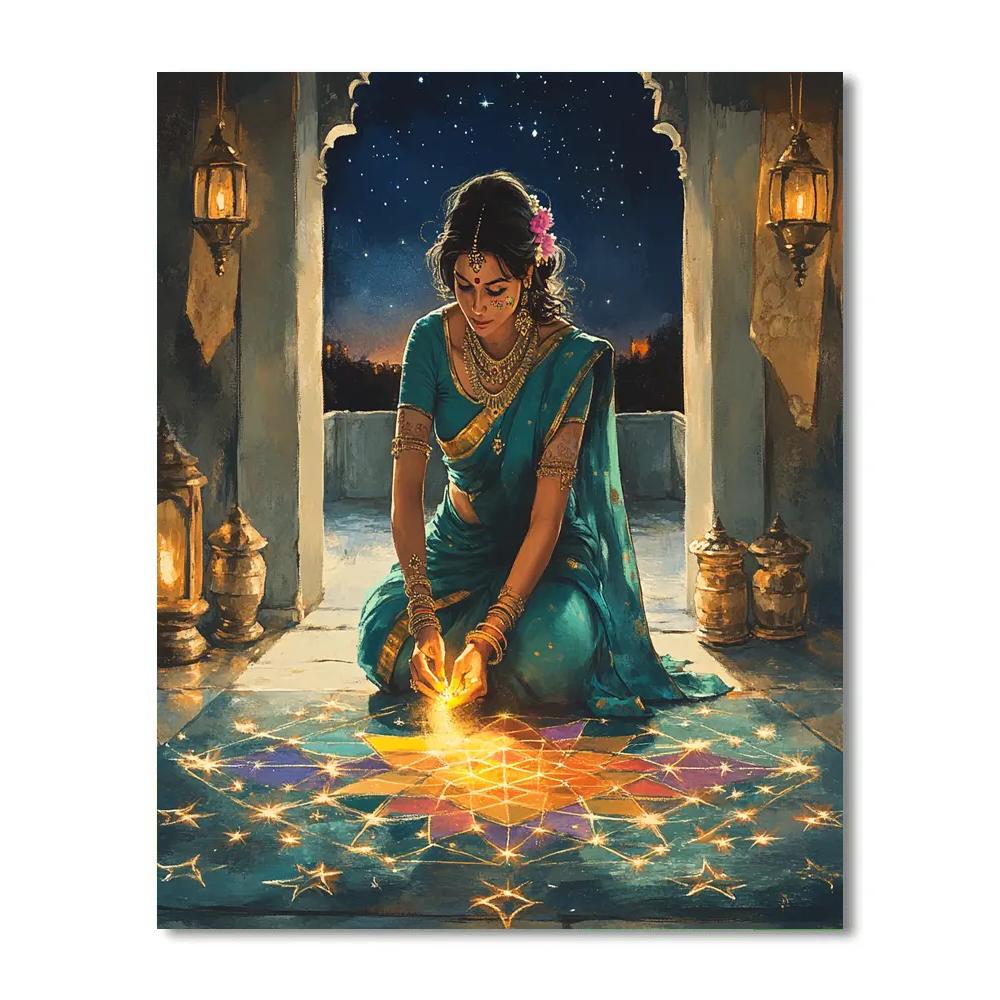 Parvati Star Map On Rangoli Floor DIY paint by numbers