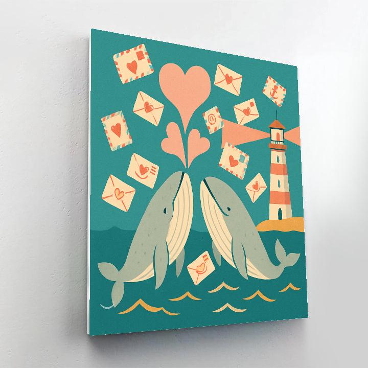 Whale Song Postcards Valentines Day painting number kit