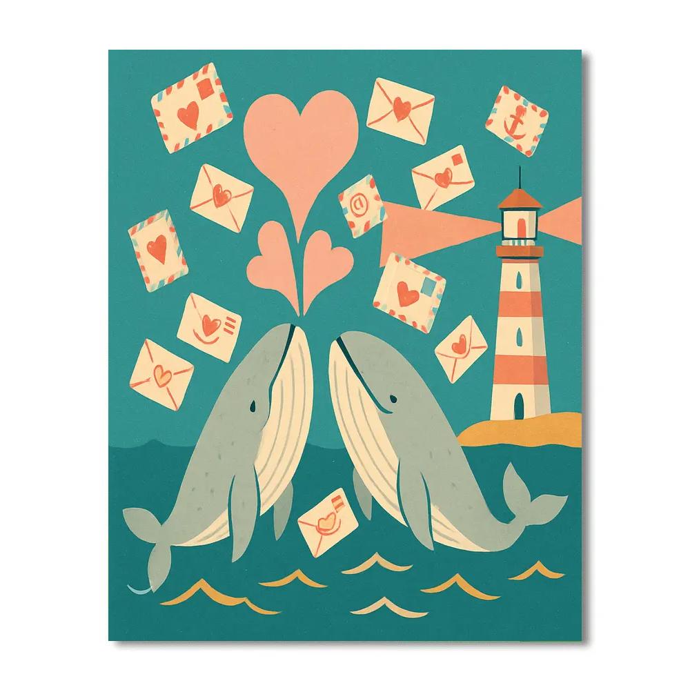 Whale Song Postcards Valentines Day painting number kit