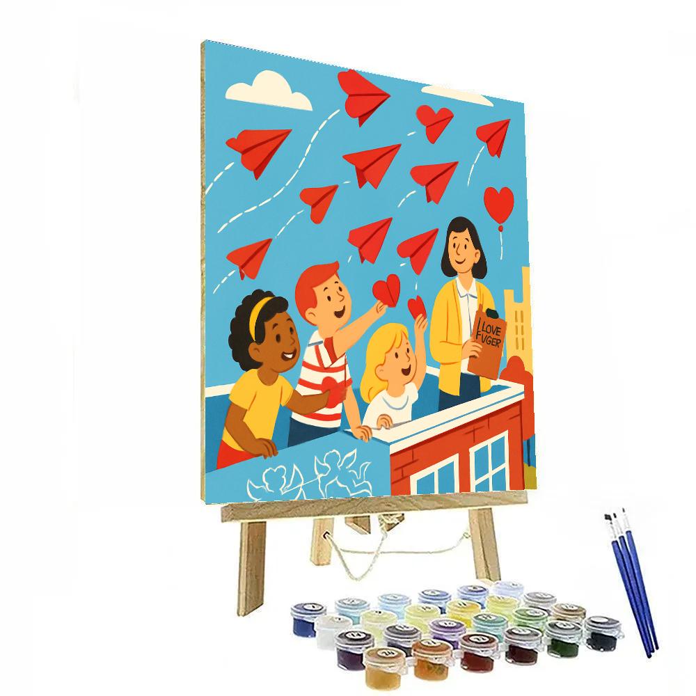 Paper Airplane Chorus With Valentines Day Painting by numbers kit