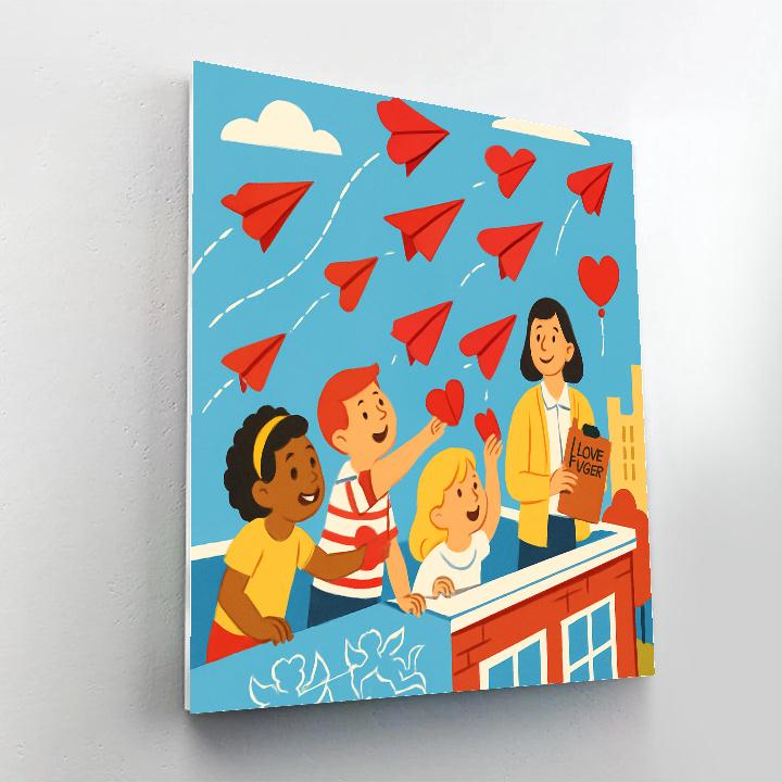 Paper Airplane Chorus With Valentines Day Painting by numbers kit