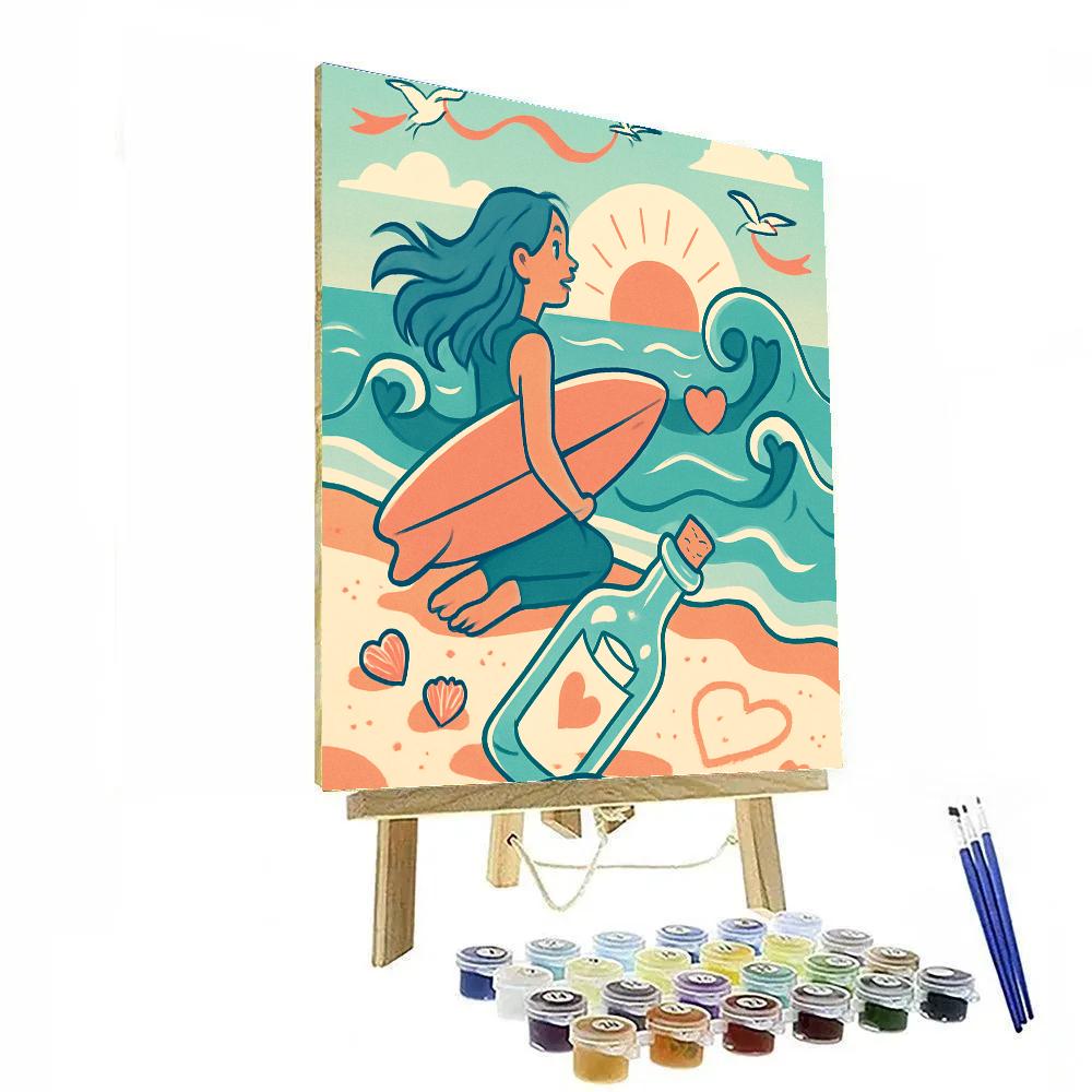 Seaside Message Bottle Valentines Day Edition paint by color