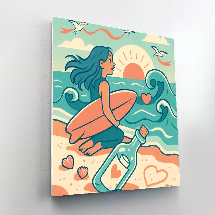 Seaside Message Bottle Valentines Day Edition paint by color