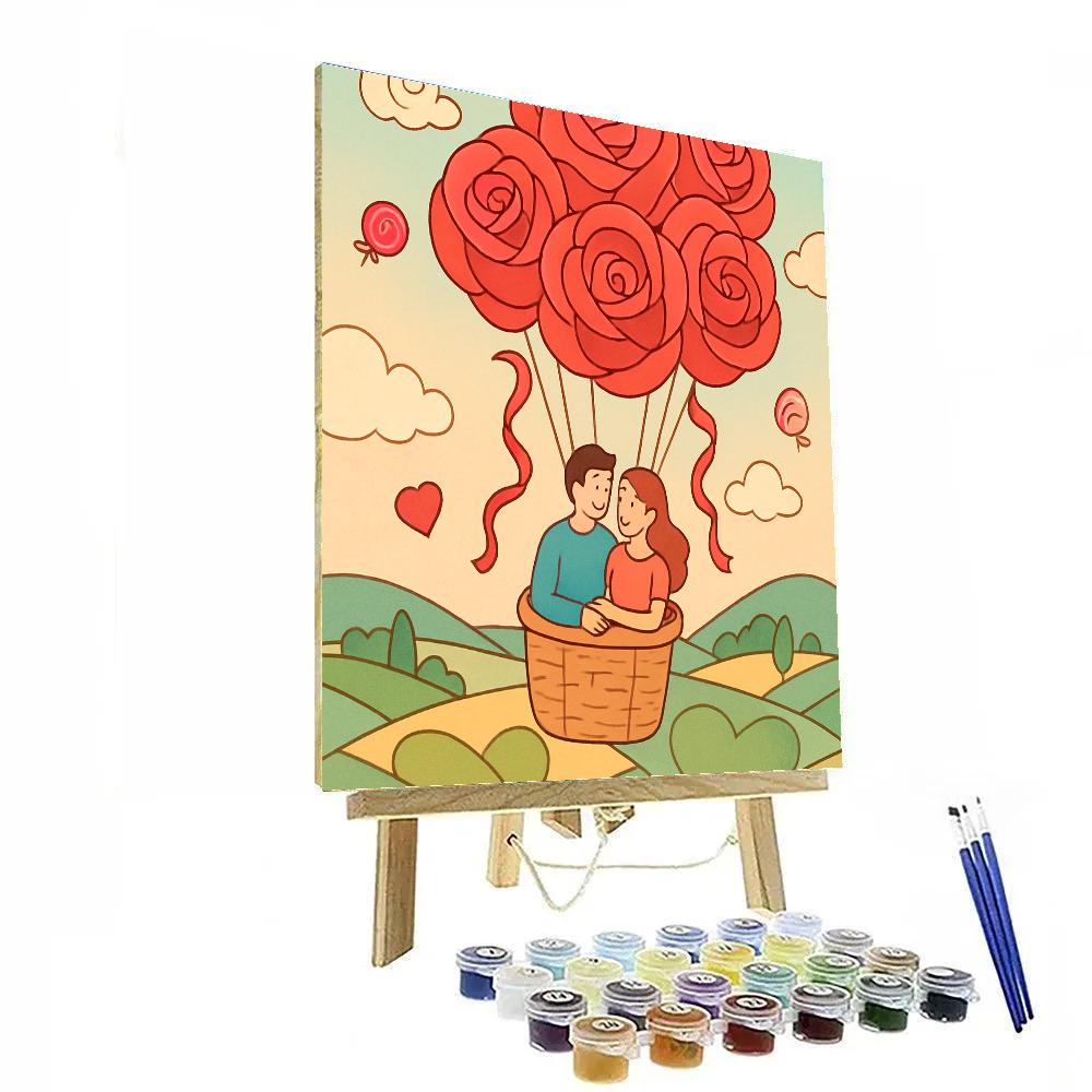 Hot Air Bouquet Ride Valentines Day Numbered painting kits