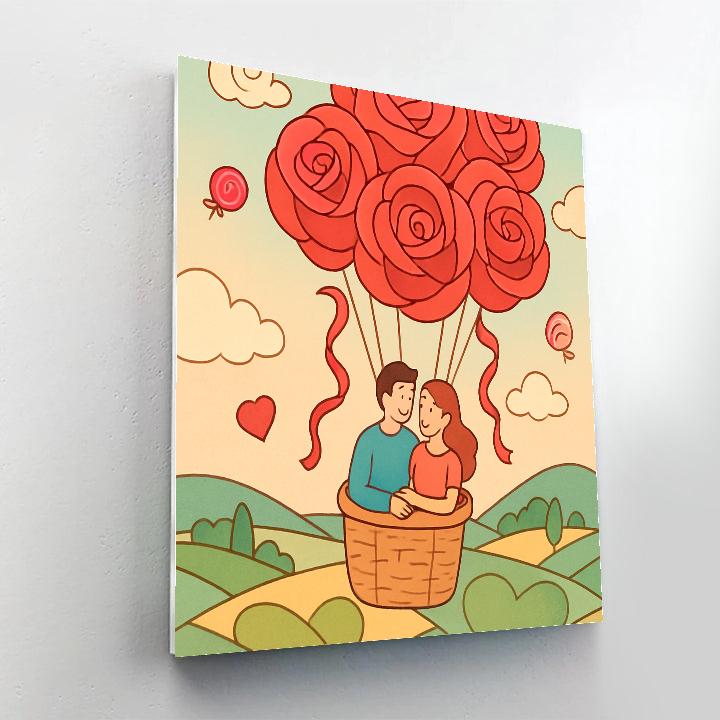 Hot Air Bouquet Ride Valentines Day Numbered painting kits