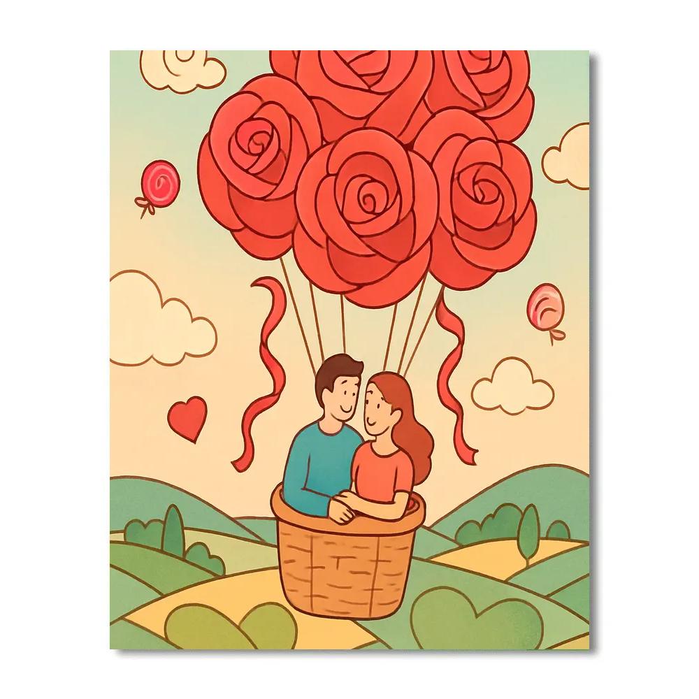 Hot Air Bouquet Ride Valentines Day Numbered painting kits