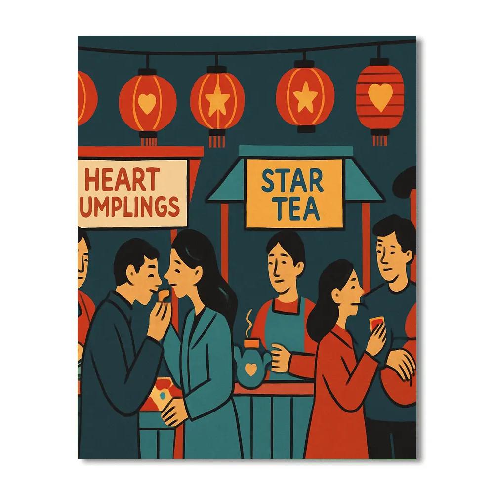 Night Market Lanterns Valentines Day Inspired paint by numbers