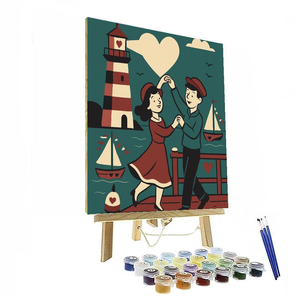 Valentines Day Harbor Lighthouse Waltz paint by numbers
