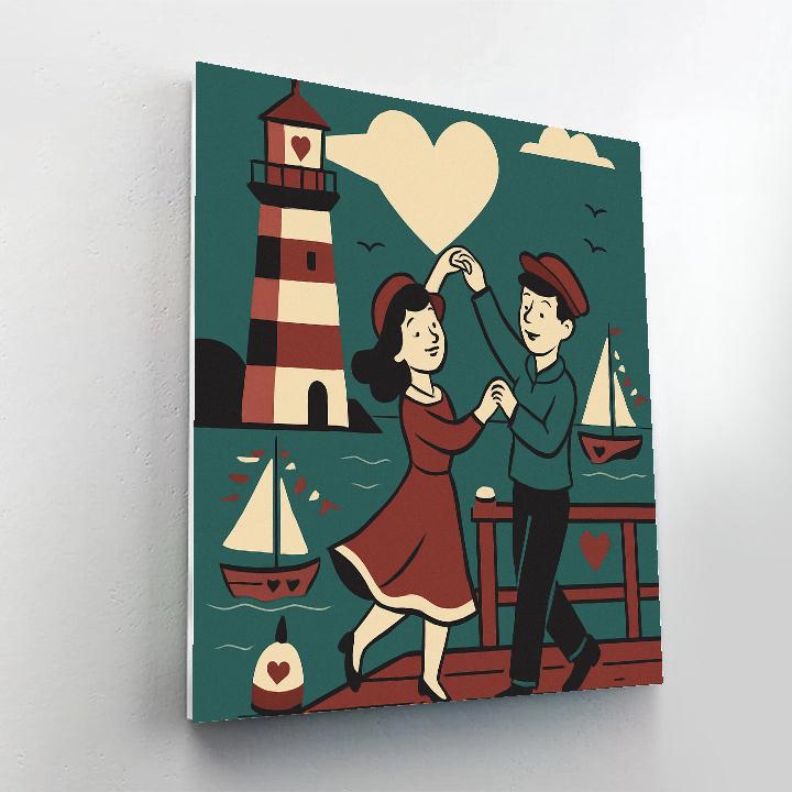 Valentines Day Harbor Lighthouse Waltz paint by numbers