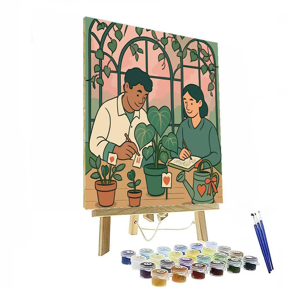 Botanical Greenhouse Valentines Day Story paint by color
