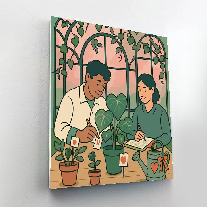 Botanical Greenhouse Valentines Day Story paint by color