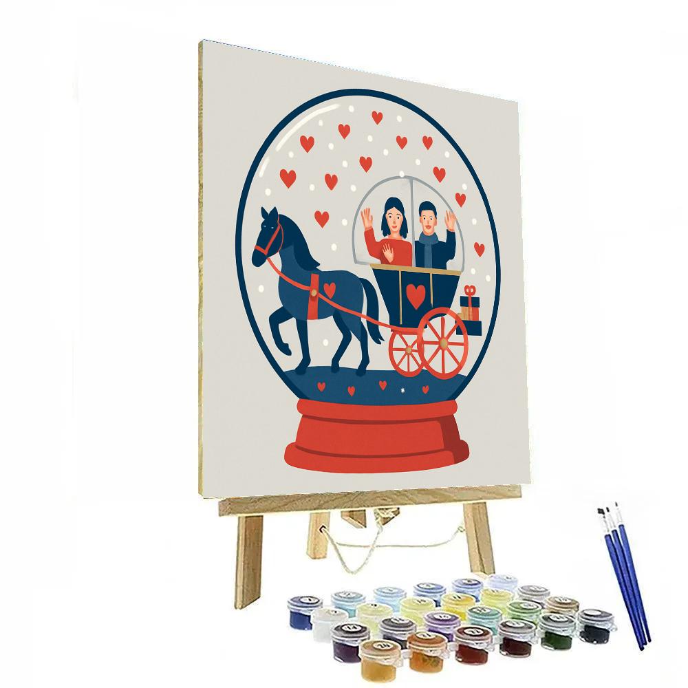 Snow Globe Carriage Valentines Day DIY paint by numbers