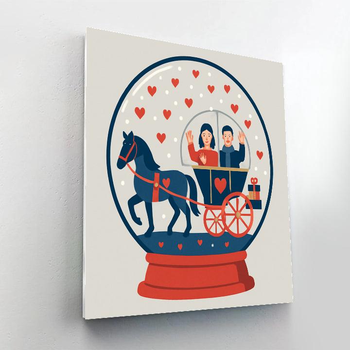Snow Globe Carriage Valentines Day DIY paint by numbers