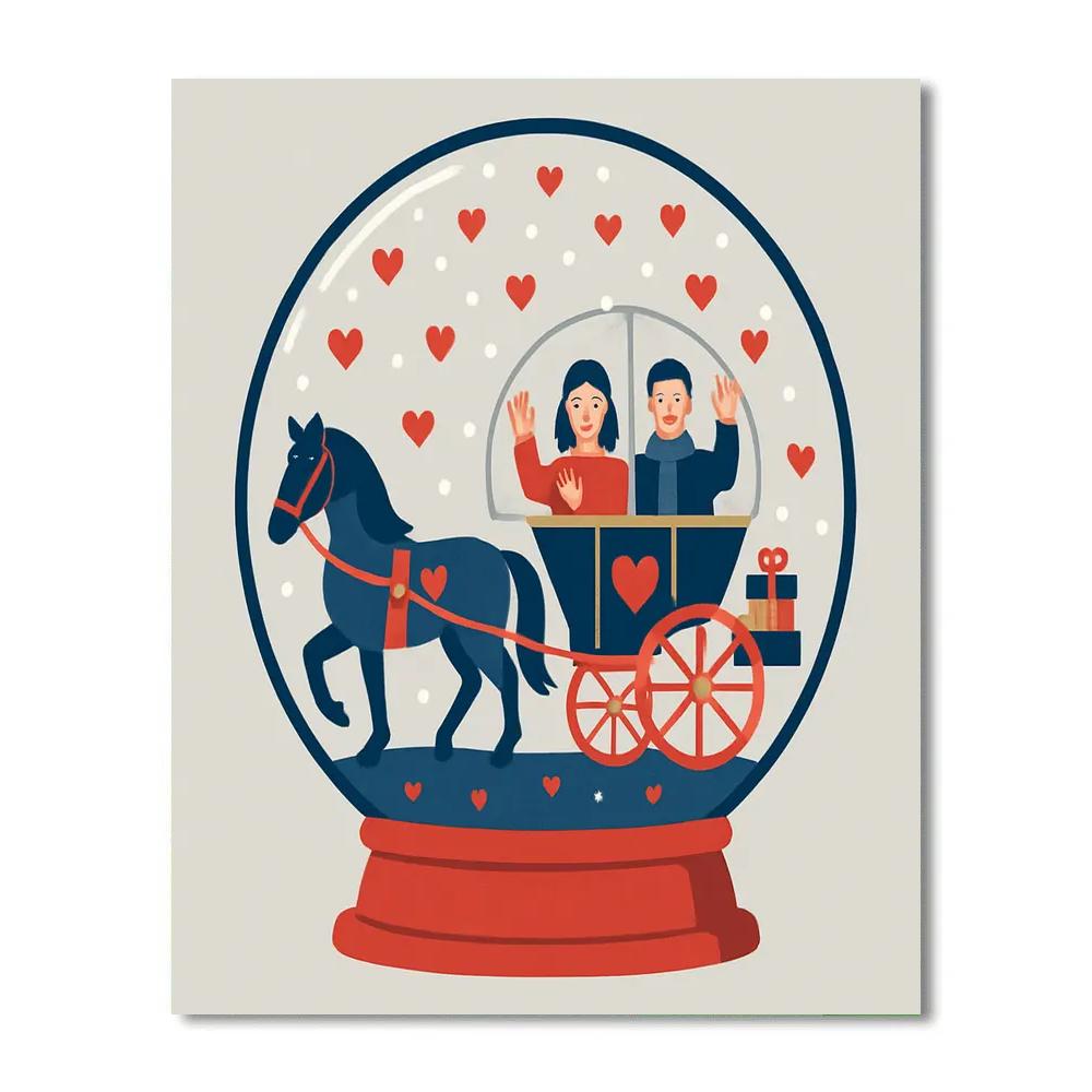 Snow Globe Carriage Valentines Day DIY paint by numbers