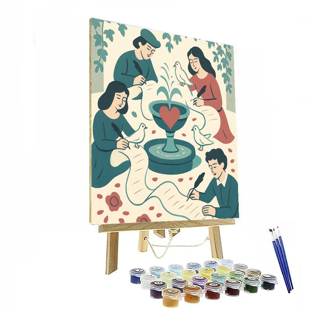 Courtyard Fountain Valentines Day Verse Painting by numbers kit