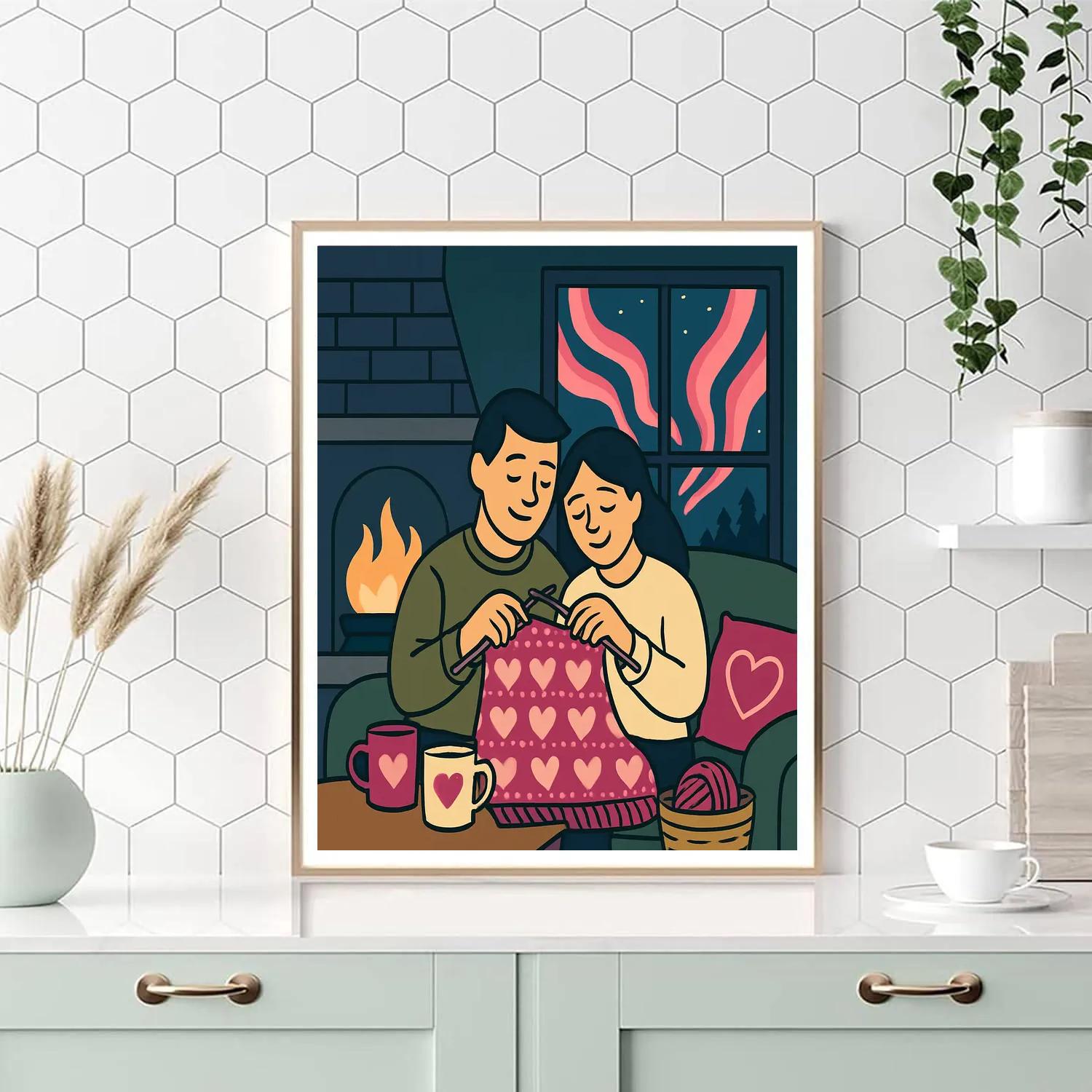 Valentines Day Mountain Cabin Radiance Paint by numbers kits