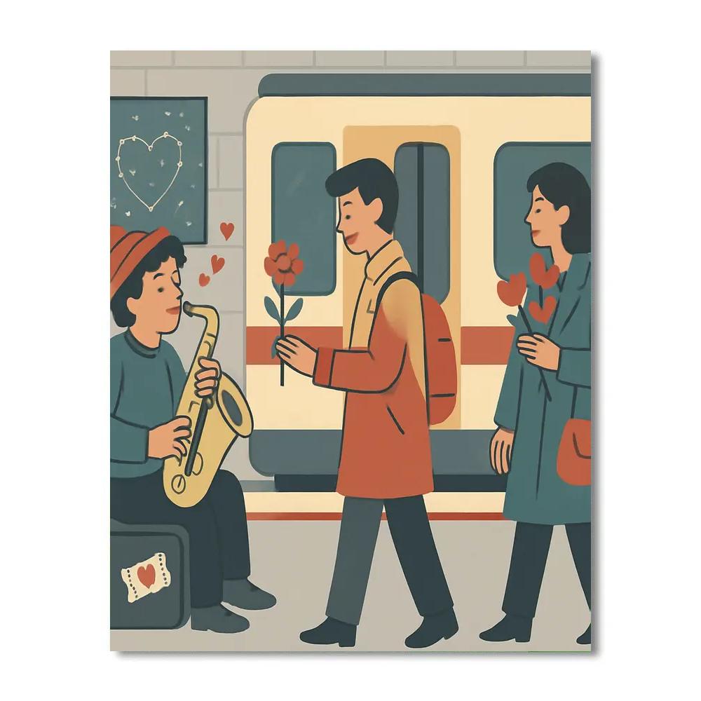 Subway Serenade With Valentines Day Painting by numbers kit