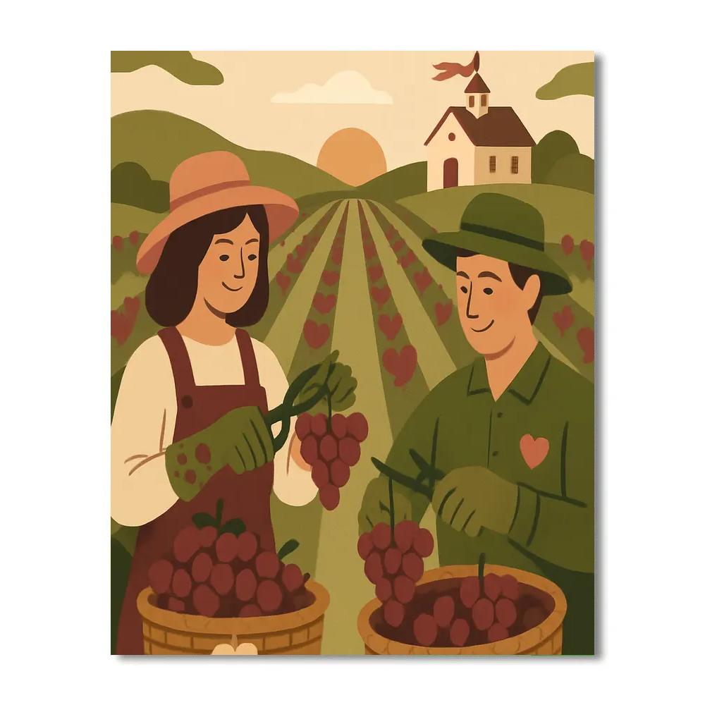 Sunrise Vineyard Valentines Day Harvest Paint by numbers art