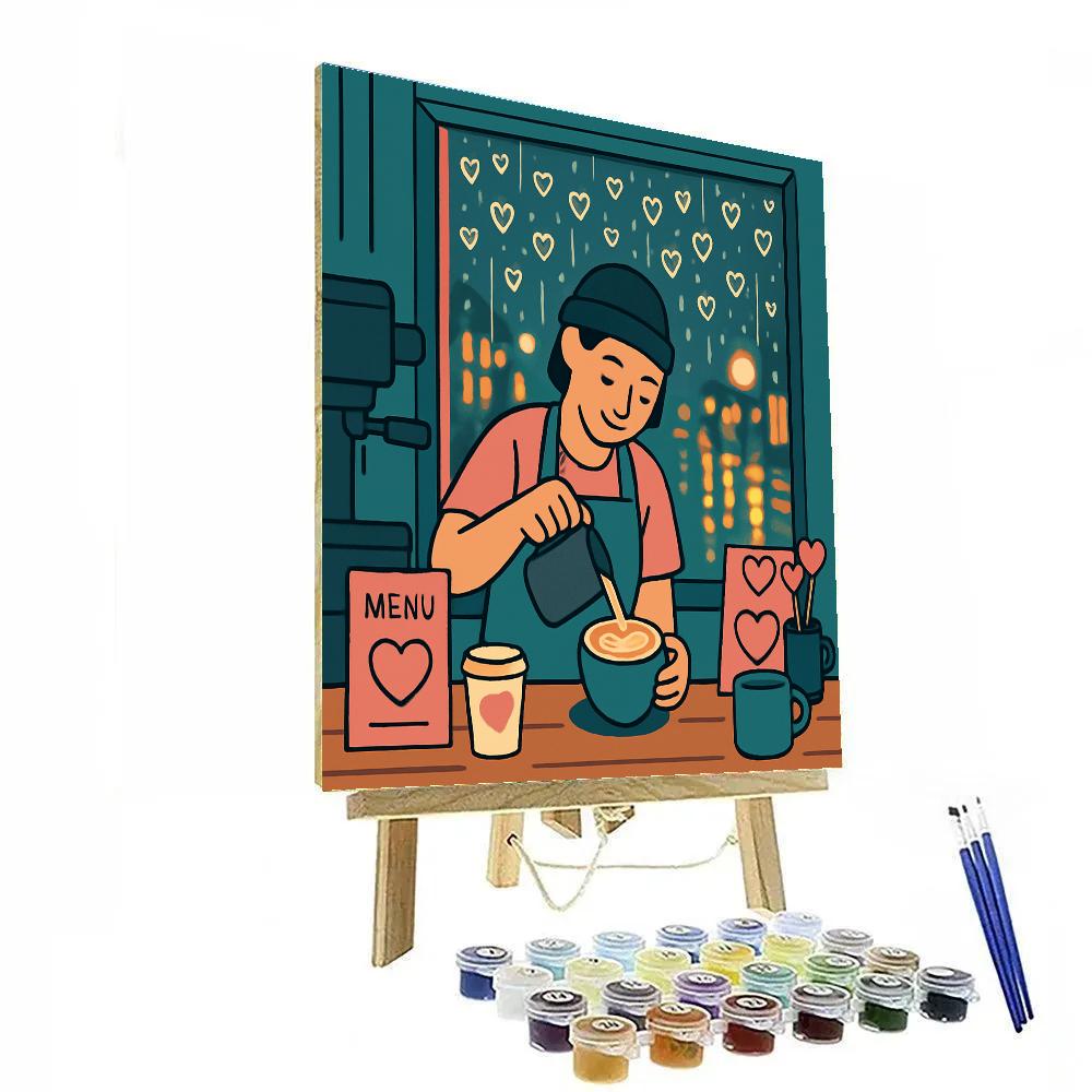 Rainy Window Cafe Valentines Day Blend Painting by numbers kit
