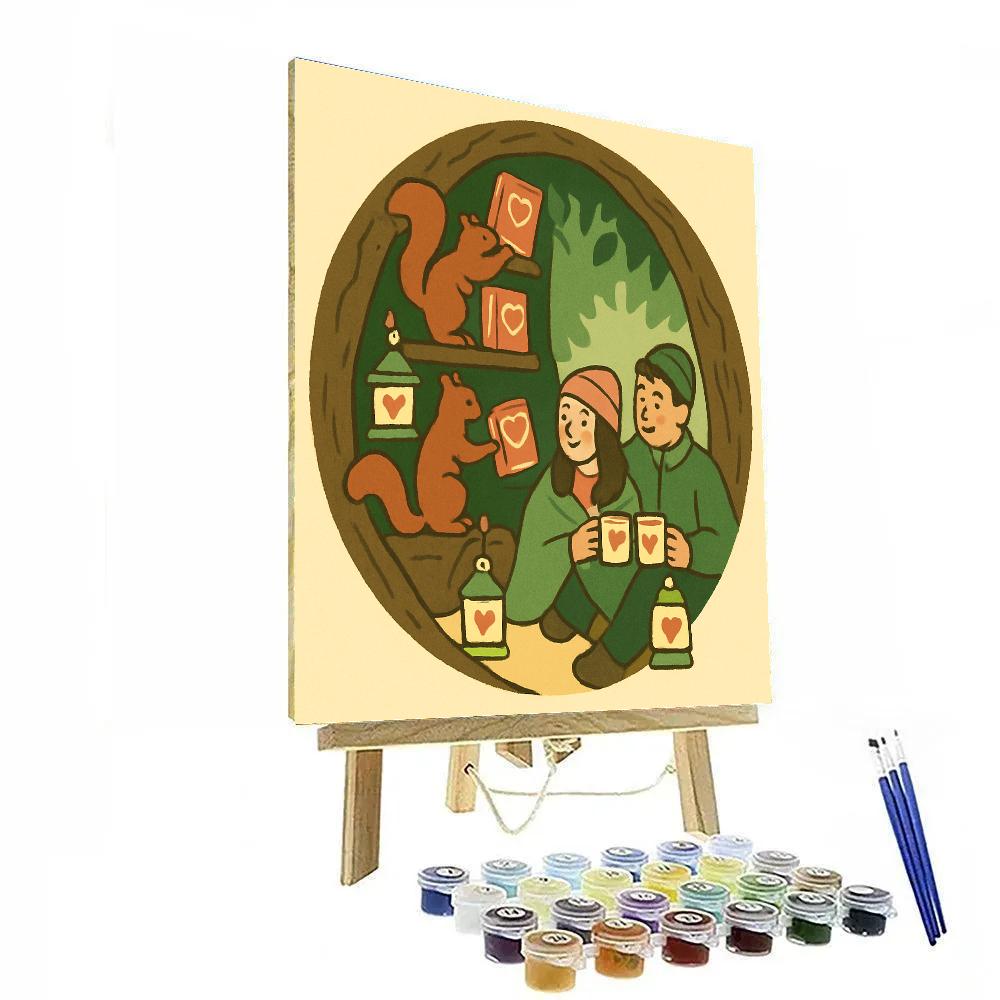 Forest Library Valentines Day Nook paint by color