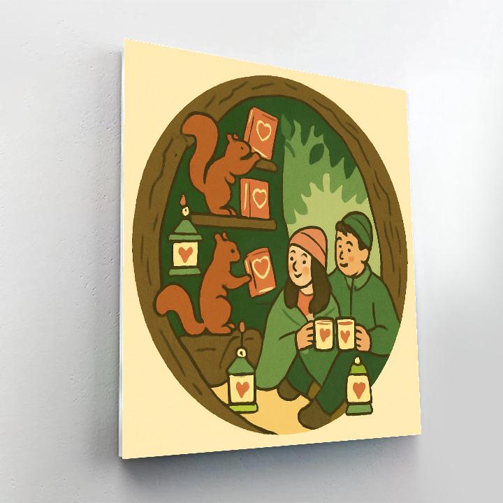 Forest Library Valentines Day Nook paint by color