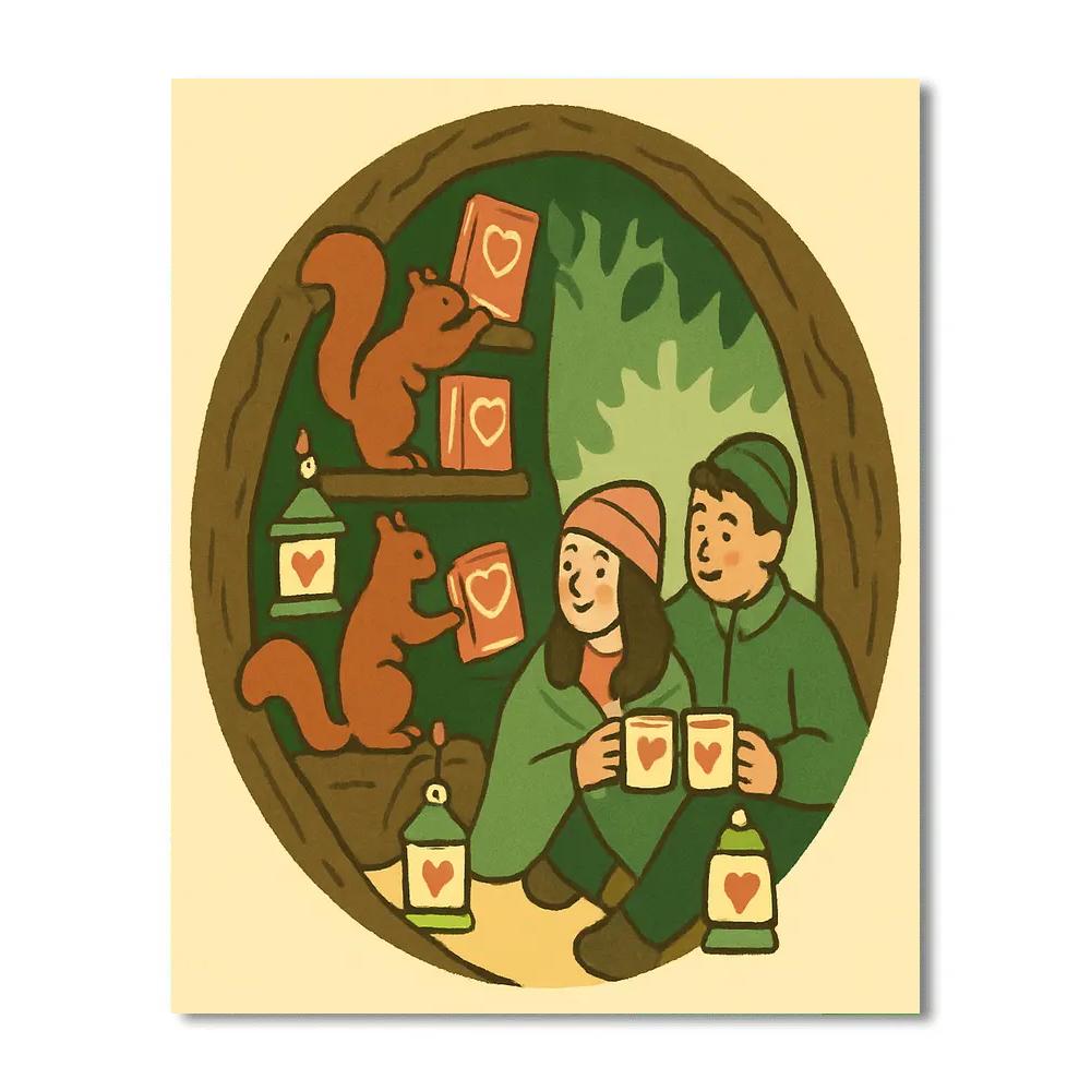 Forest Library Valentines Day Nook paint by color